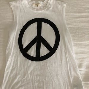 White shirt with peace sign